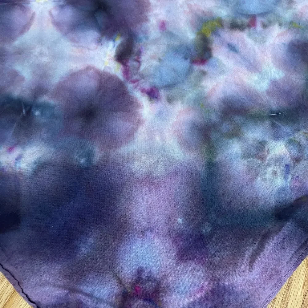 tie dye bandana and hair scrunchie combo purple black gray